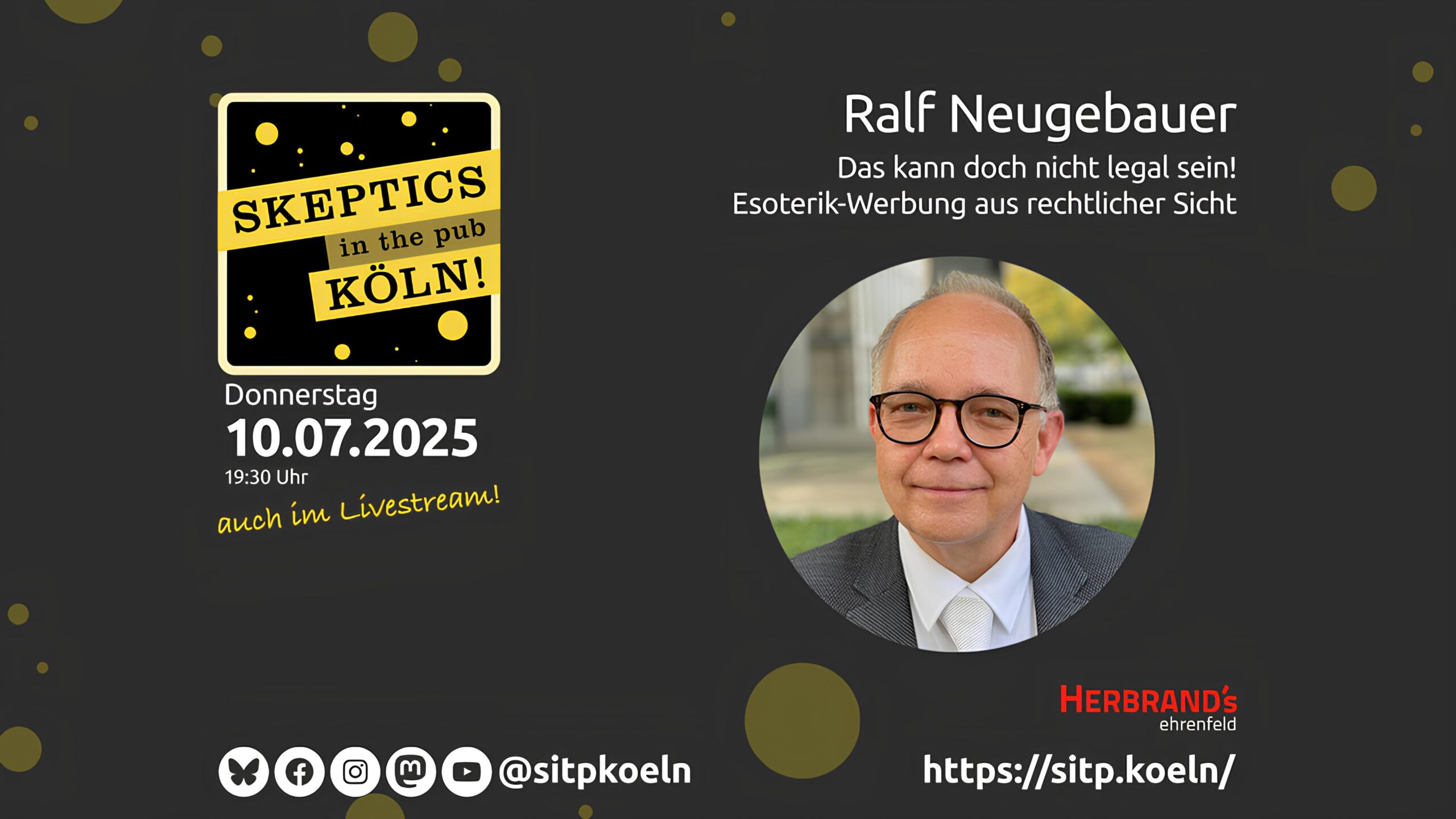 Themenänderung bei Skeptics in the Pub Köln: „Esoterik-Werbung aus rechtlicher Sicht“